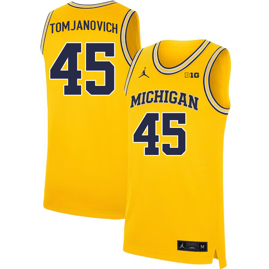 Michigan Wolverines #45 Rudy Tomjanovich College Basketball Jerseys Stitched Sale-Maize